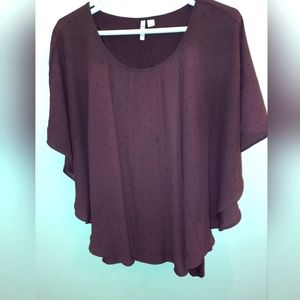 Women’s Plum Dot Flutter Sleeve Top